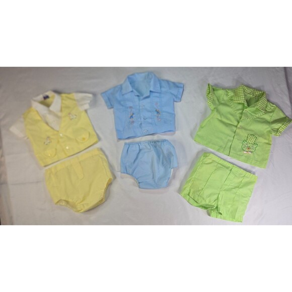 Infant Boy's 9-12 Month Summer Formal Dress Two-Piece Sets Yellow Blue Green - Picture 1 of 16